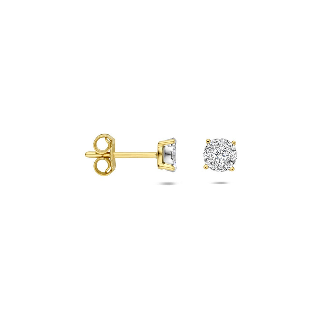 14k bicolor oorknoppen met diamant – 0.25ct, 5mm
