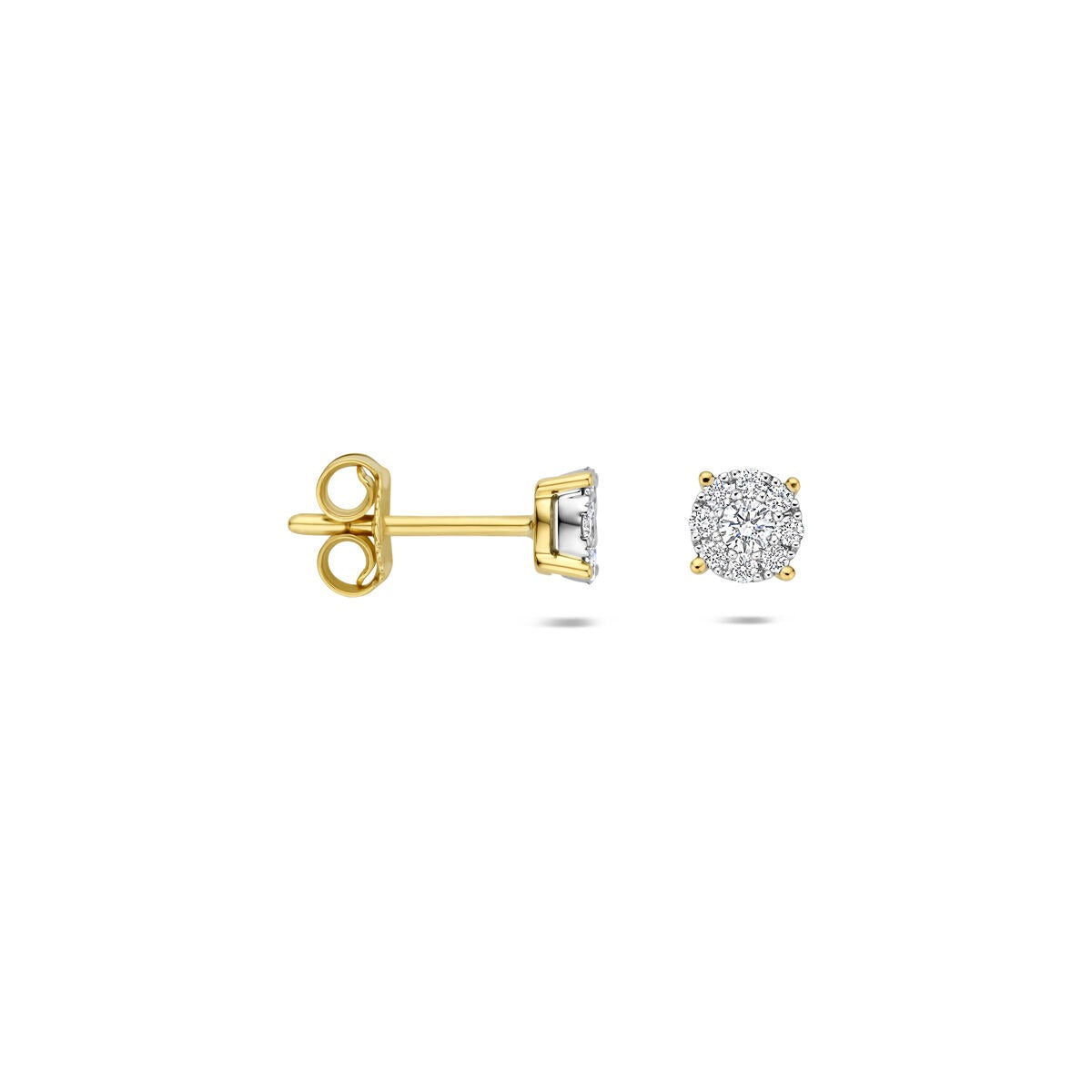 14k bicolor oorknoppen met diamant – 0.25ct, 5mm