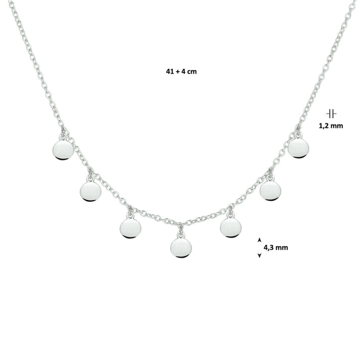 necklace circles 41 + 4 cm silver rhodium plated