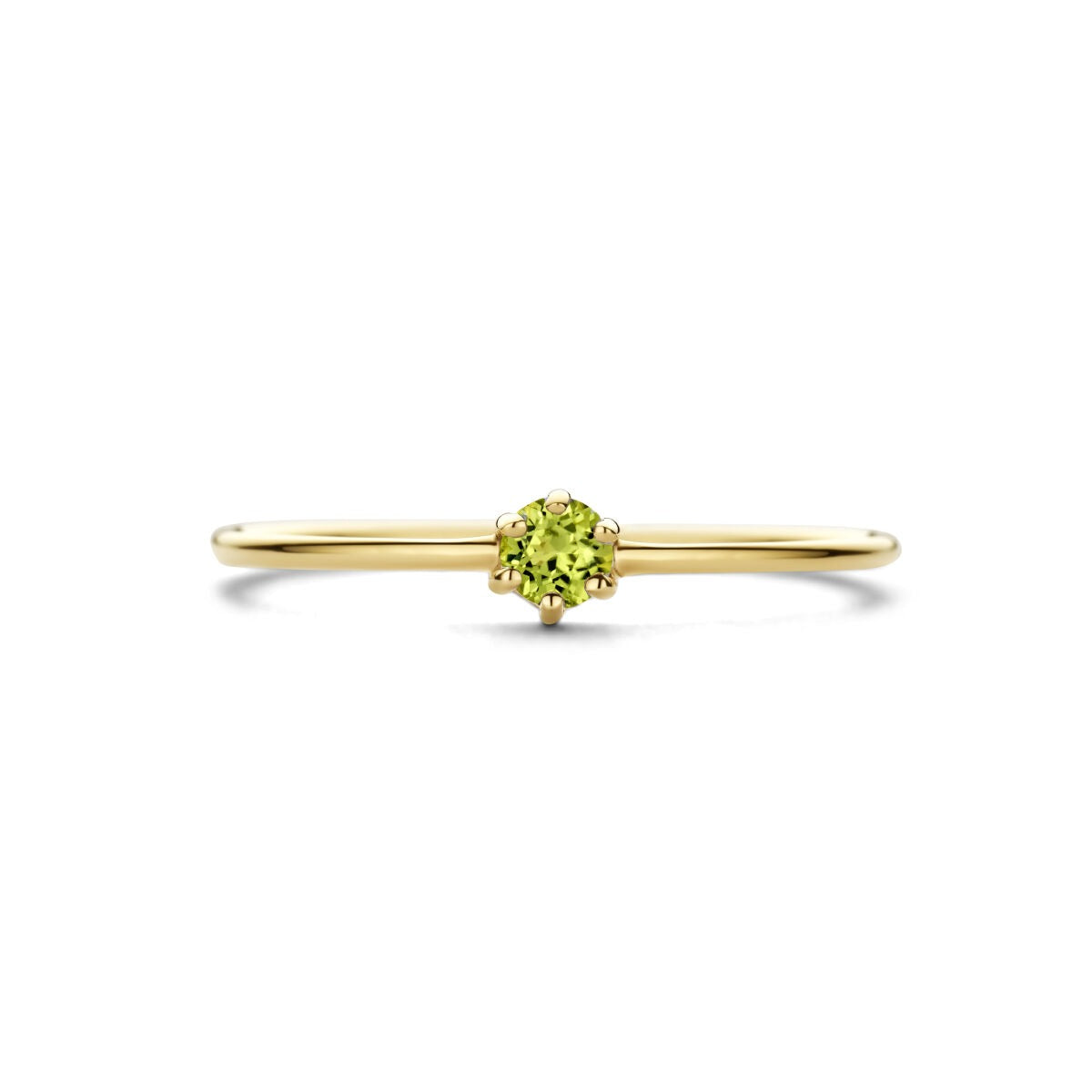 ring with birthstone peridot August 14K yellow gold