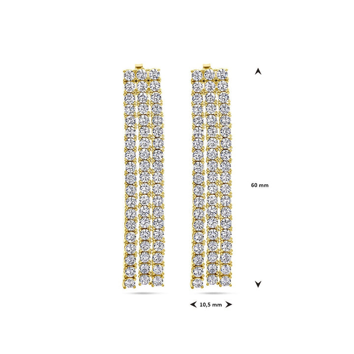 earrings zirconia 1 micron silver gold plated (yellow)