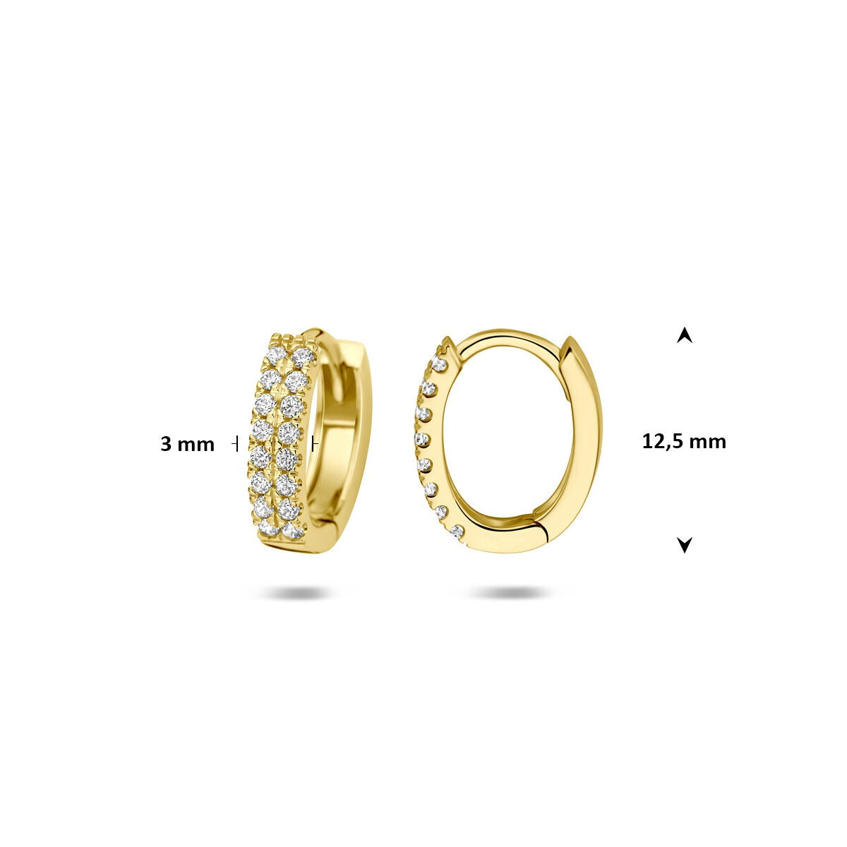 14k Geelgouden klapoorringen met zirkonia