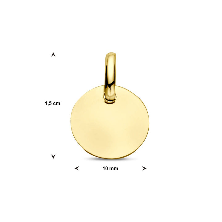 9k geelgouden ronde graveerhanger