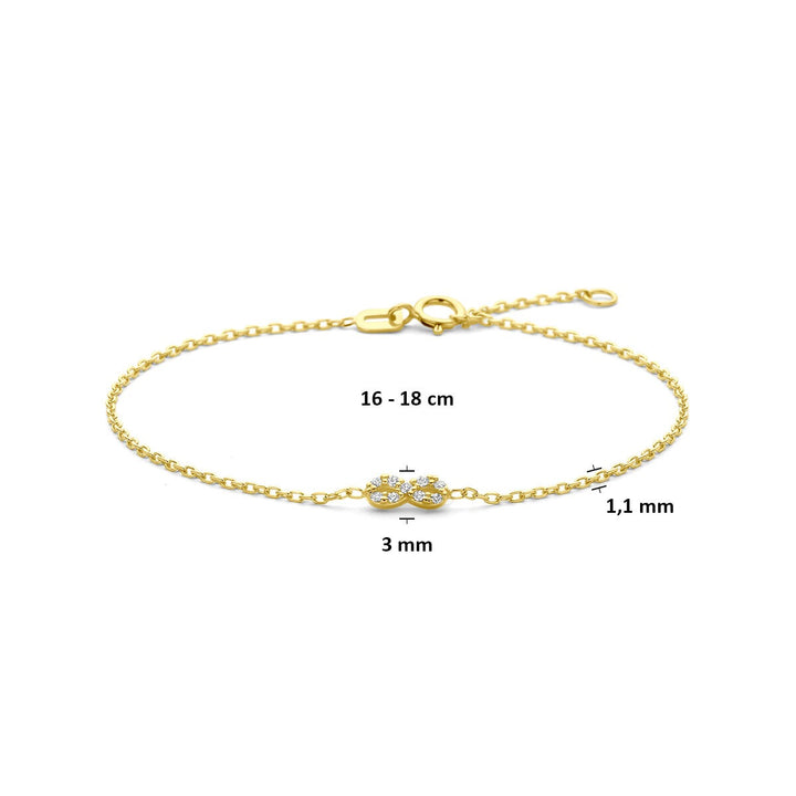 14k Geelgouden infinity armband met zirkonia
