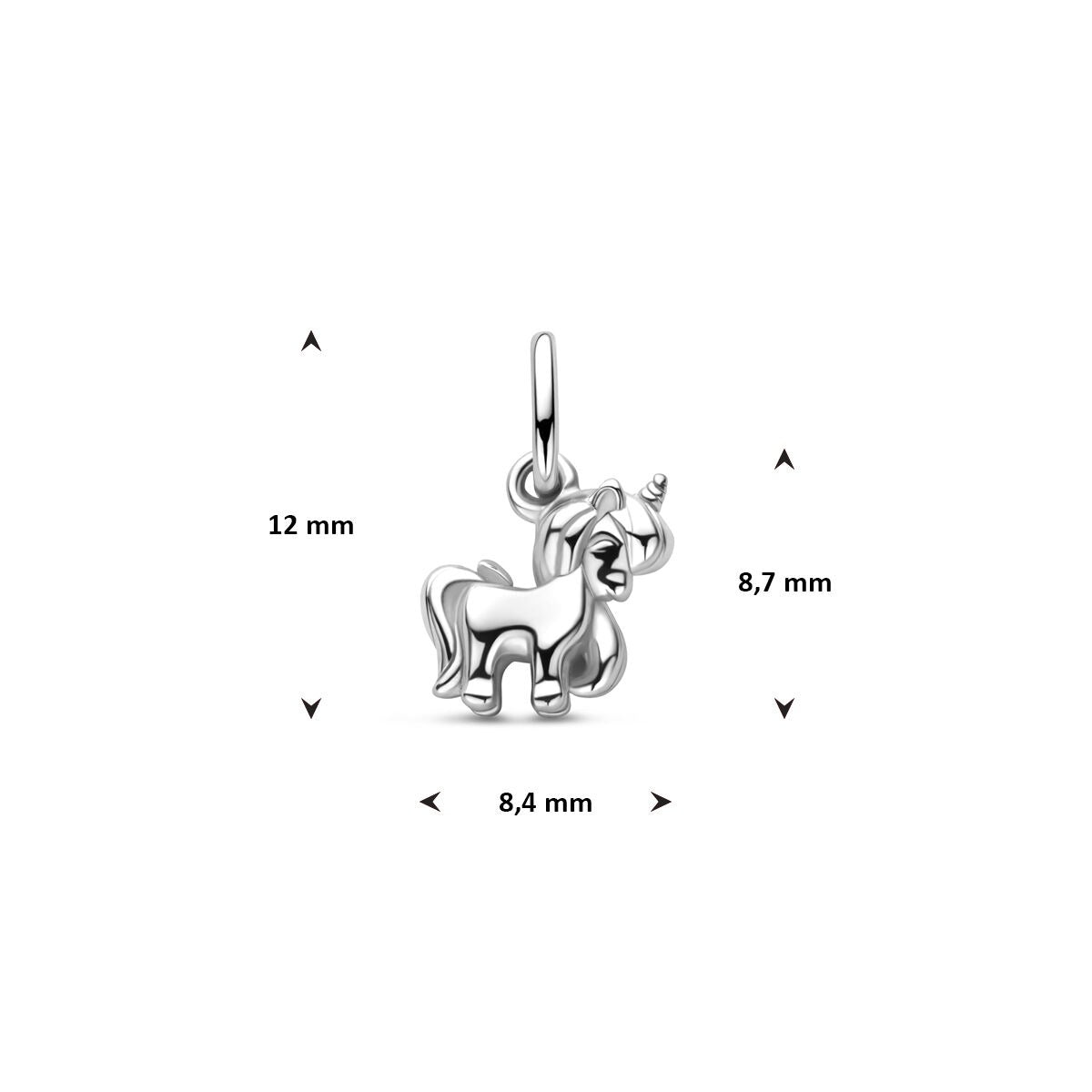 Zilveren kinder hanger eenhoorn – gerhodineerd 925 zilver 12 mm