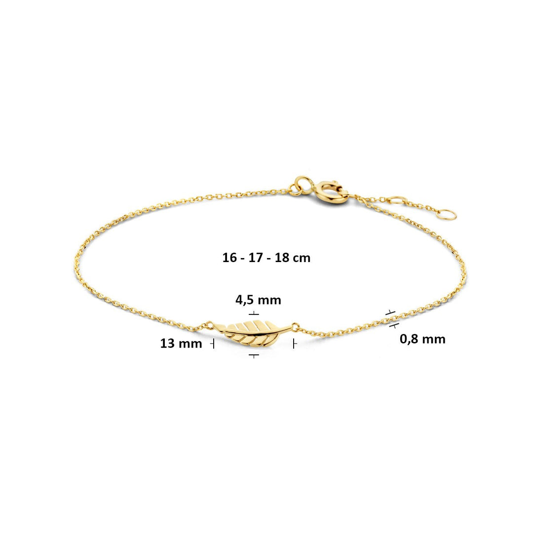9k geelgouden armband met veermotief