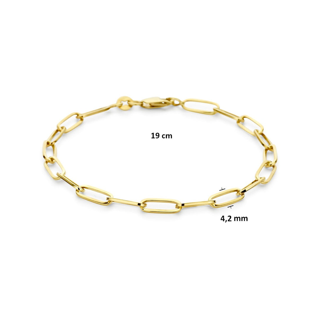 14k Geelgouden armband met zilverkern 19 cm