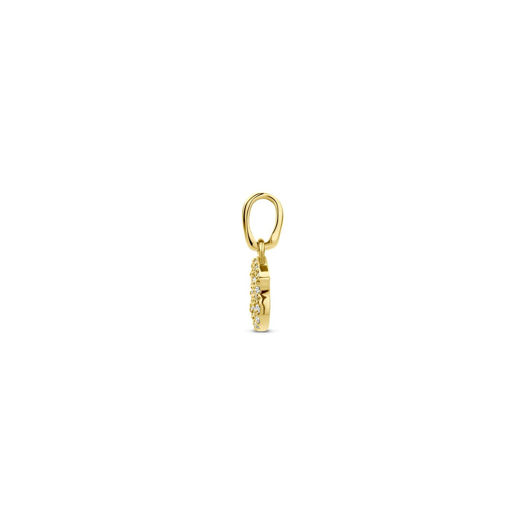 14k geelgouden sterrenbeeld hanger met diamant