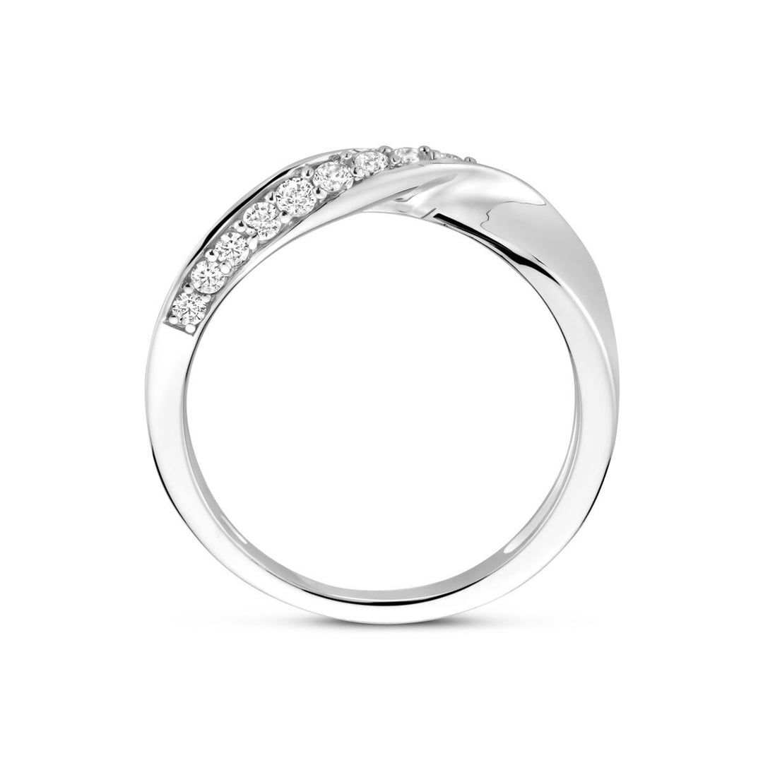 Gerhodineerd zilveren entourage ring met zirkonia 5.5mm