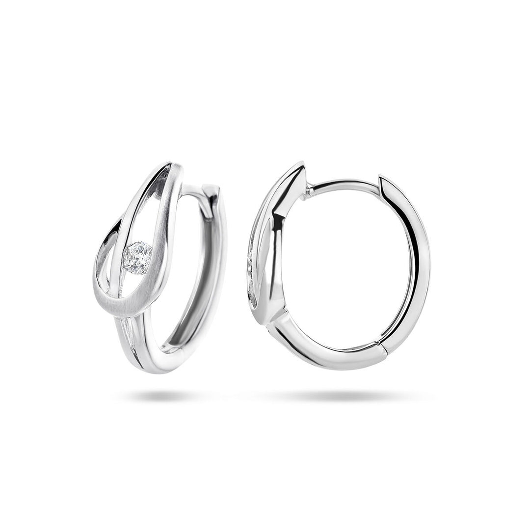 925 Gerhodineerd Zilveren Klapoorringen met Zirkonia