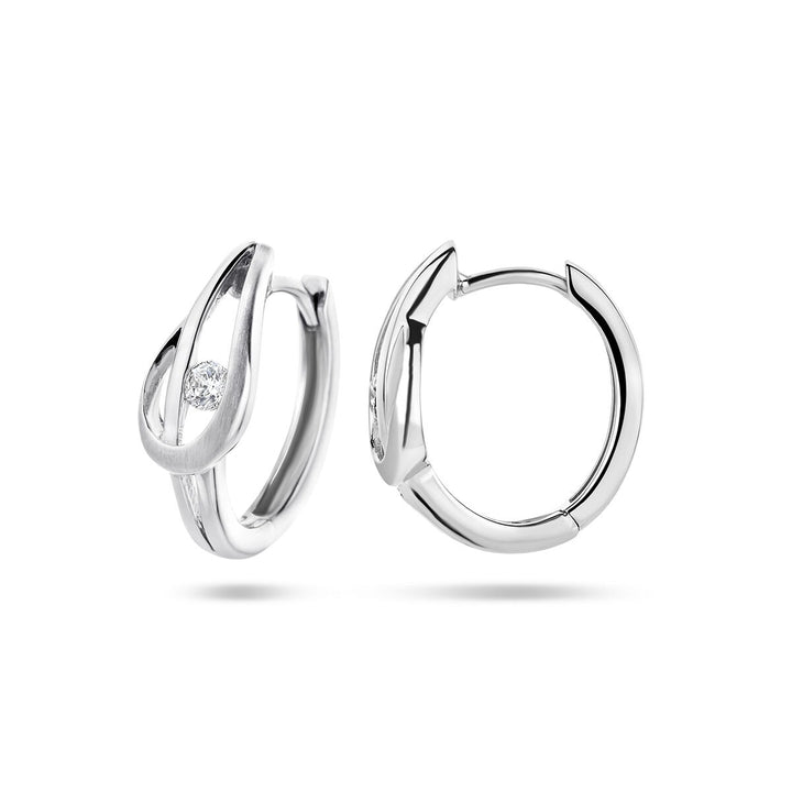 925 Gerhodineerd Zilveren Klapoorringen met Zirkonia