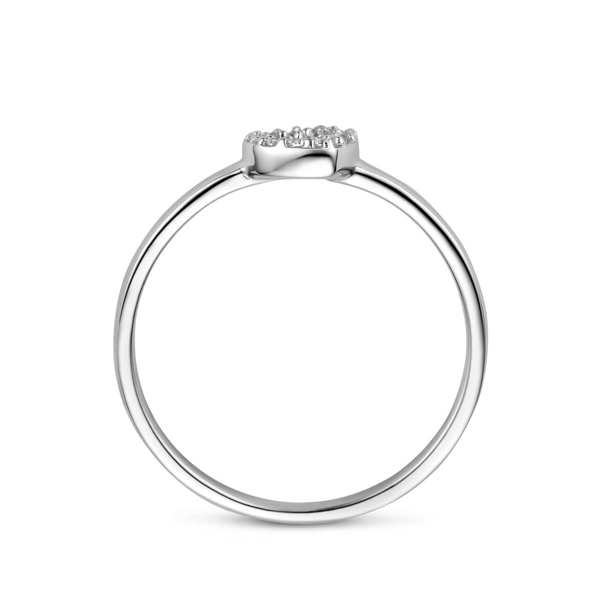 Gerhodineerd 925 zilveren ring met hartje en zirkonia