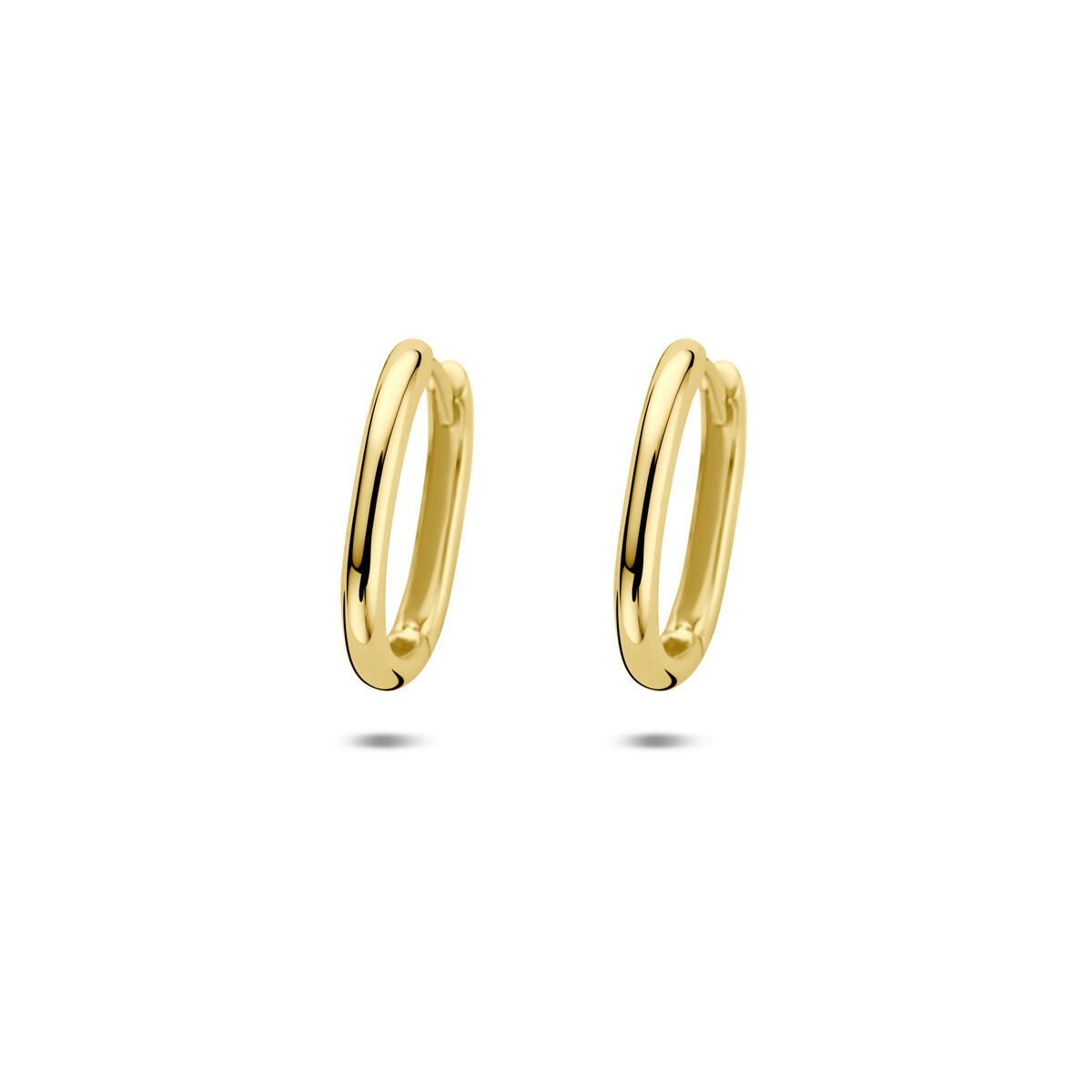 Gouden klapoorringen van 14k geelgoud met een eenvoudige, gladde afwerking.