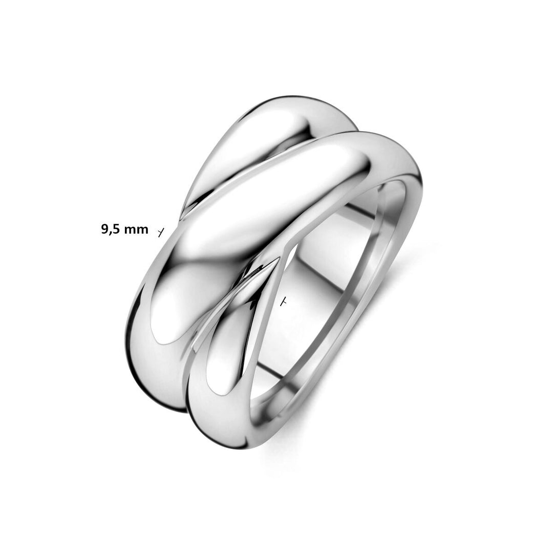 Zilveren dames ring – Gerhodineerd 925 zilver, 9,5 mm breed