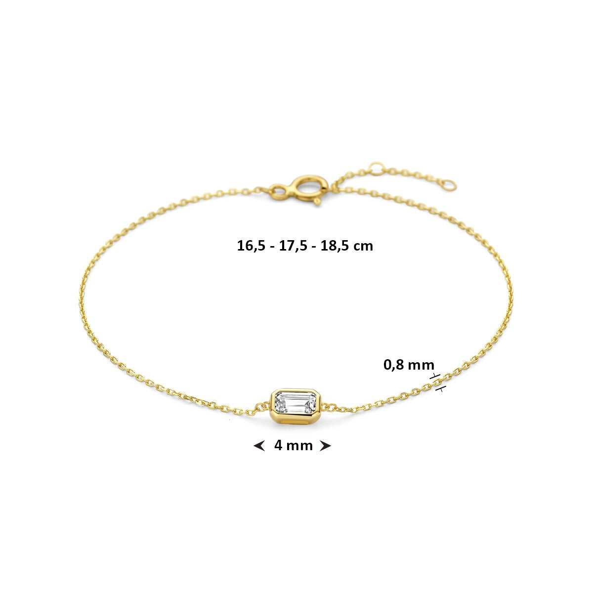 14k Geelgouden armband met emerald geslepen zirkonia