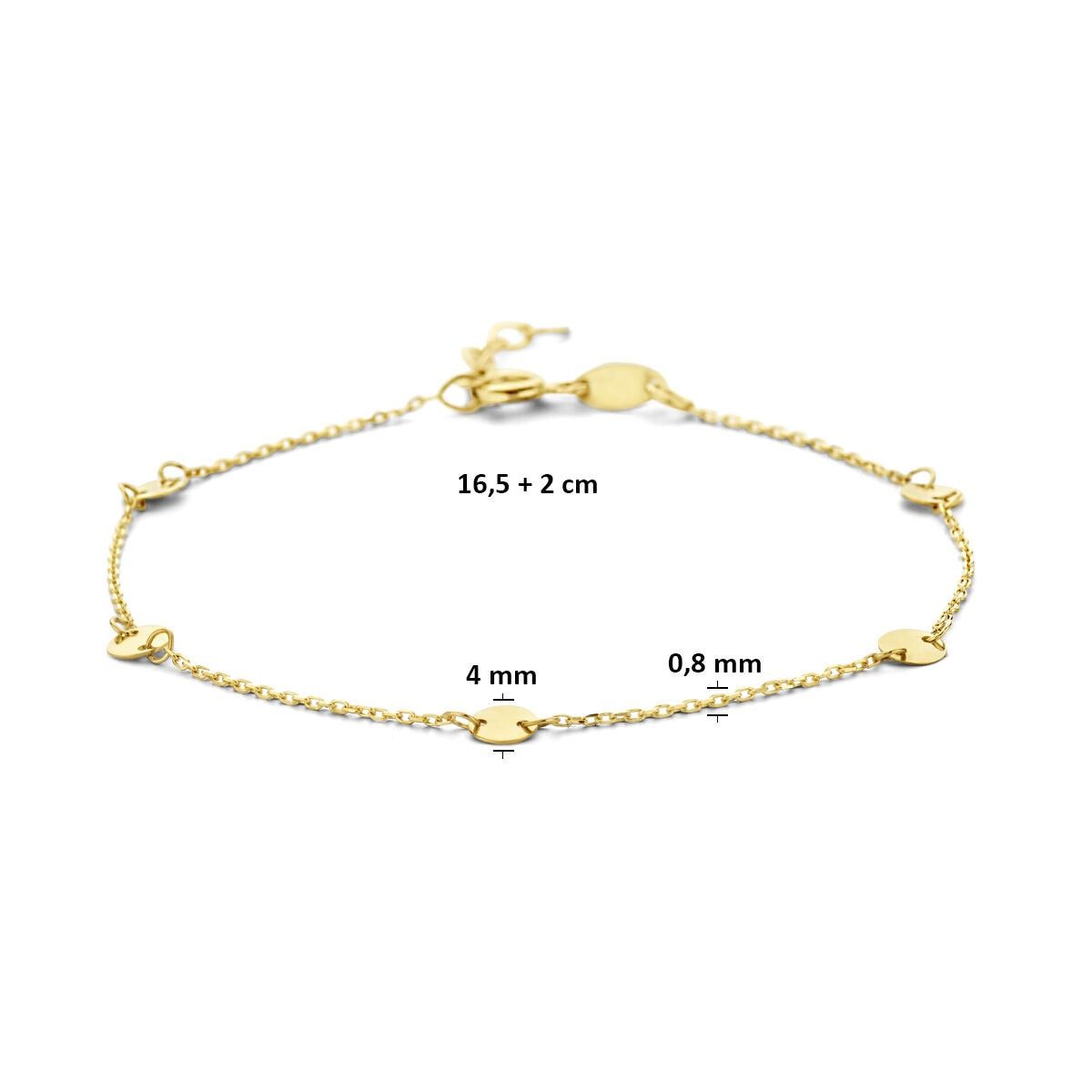 9k geelgouden armband met ronde plaatjes