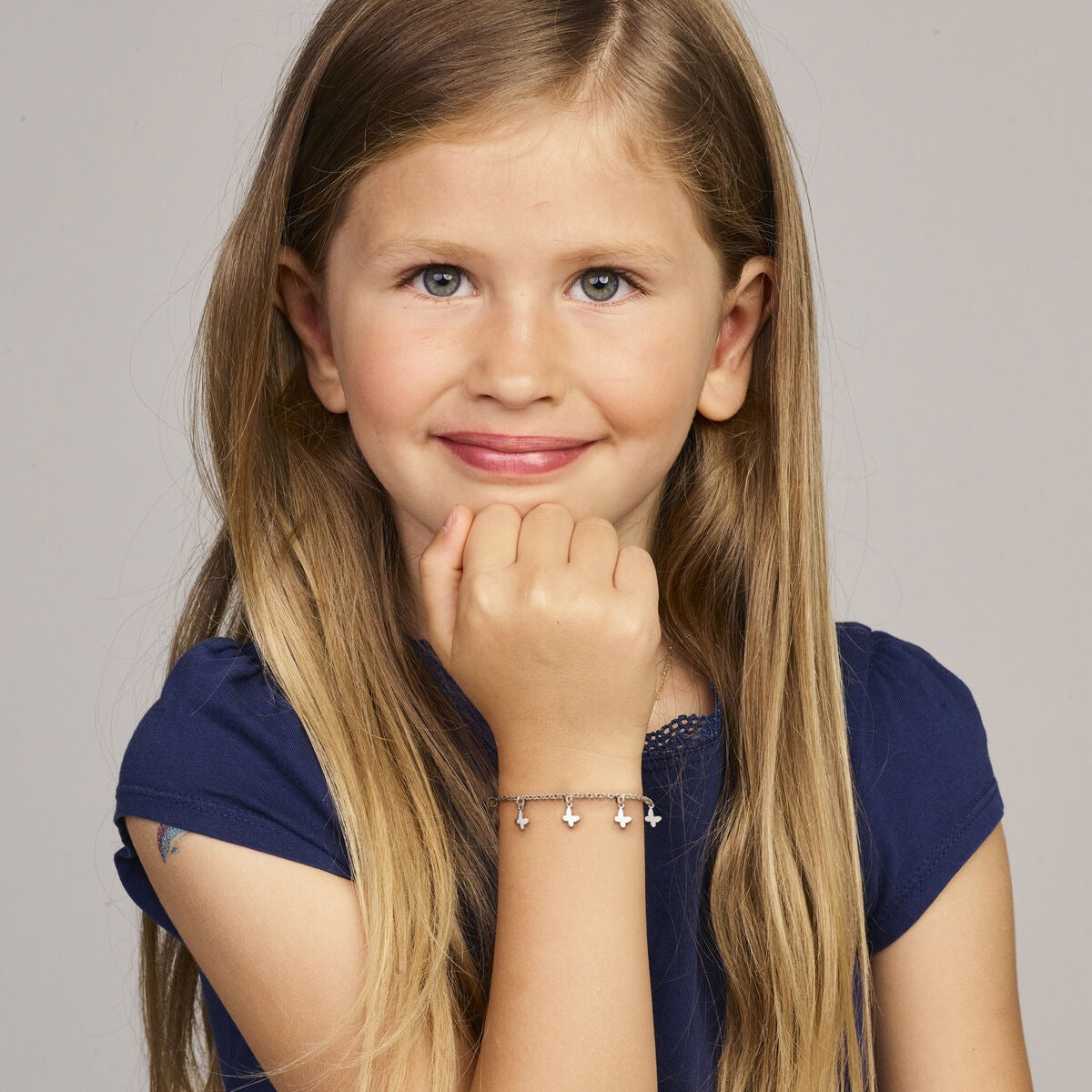 Gerhodineerd zilveren kinderarmband met vlinders
