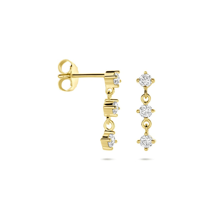 Verguld zilveren oorhangers met zirkonia