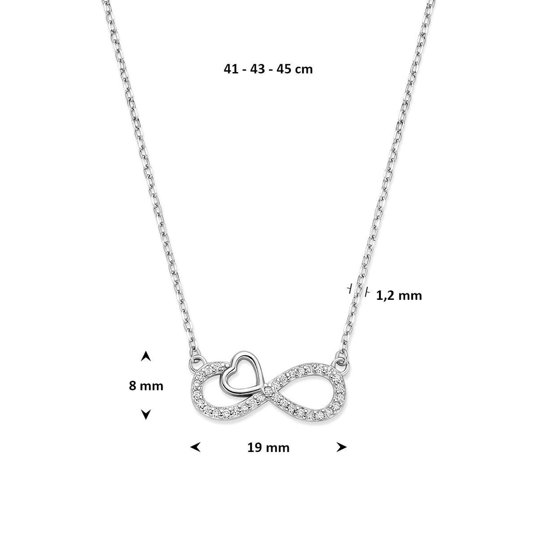 Gerhodineerd Zilveren Collier Infinity Hartje met Zirkonia