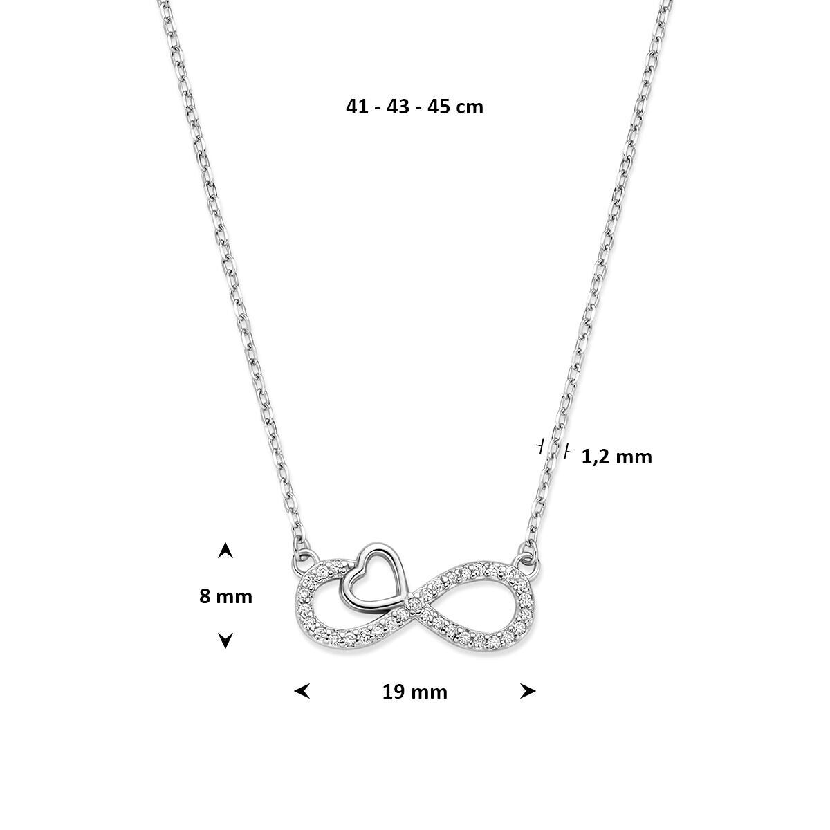 Gerhodineerd Zilveren Collier Infinity Hartje met Zirkonia