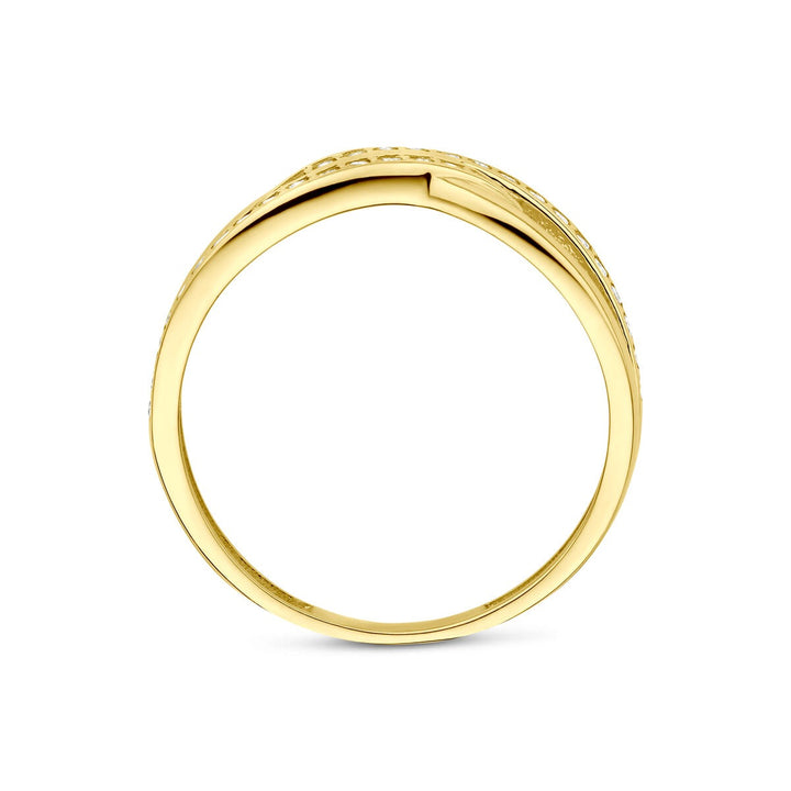 9k Geelkleurig ring zirkonia entourage
