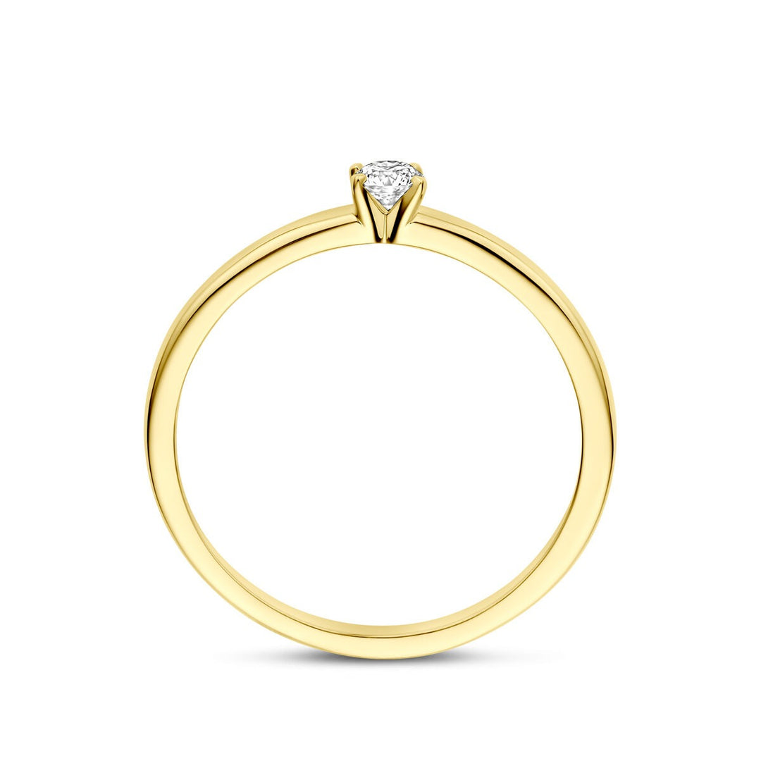 14k Geelgouden ring met 0.10ct lab grown diamant