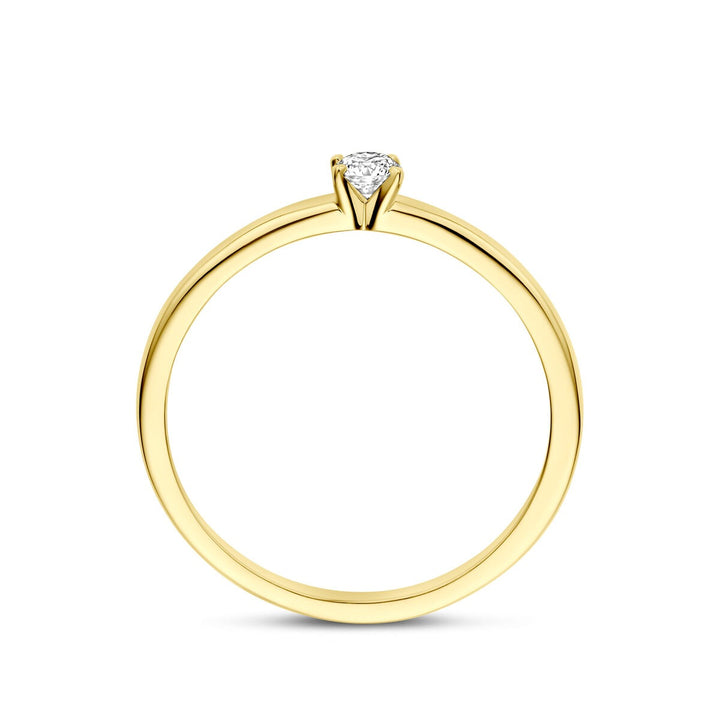 14k Geelgouden ring met 0.10ct lab grown diamant