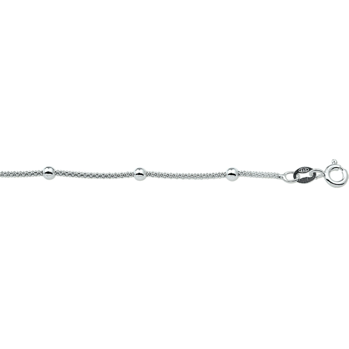 bracelet balls 3.0 mm 18 + 3 cm silver white
