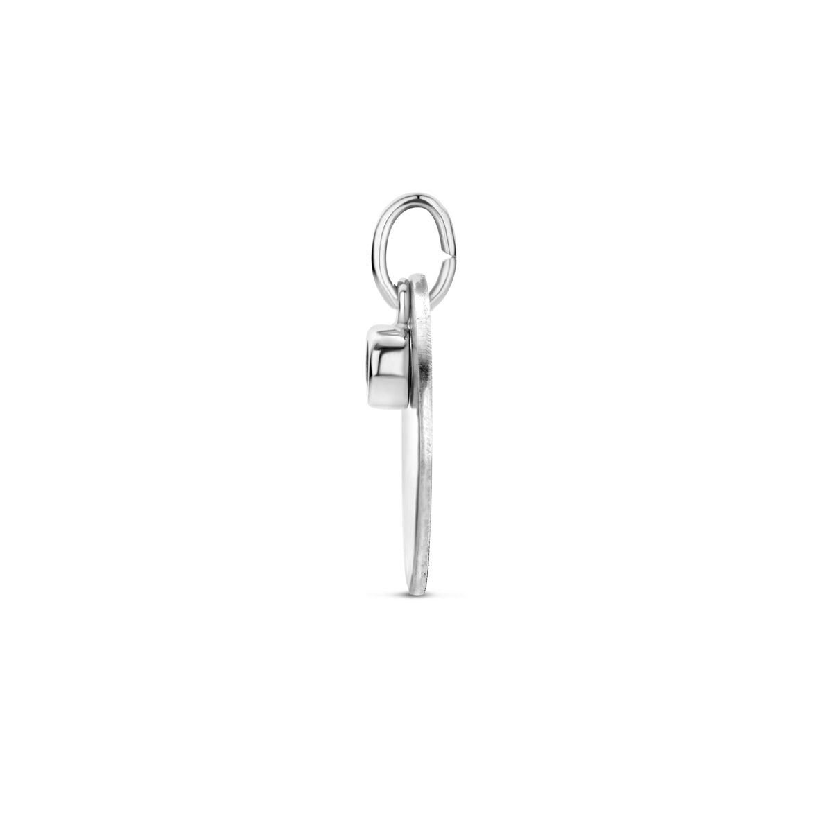 Zilveren graveerhanger met zirkonia – gerhodineerd 925 zilver