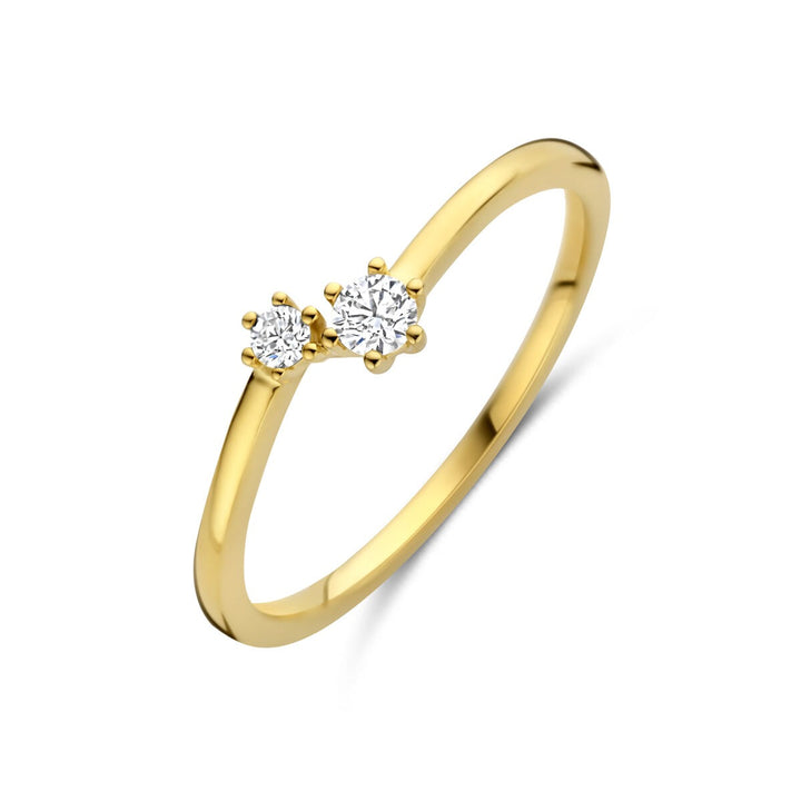 Gouden dames ring met diamant – 14k geelgoud