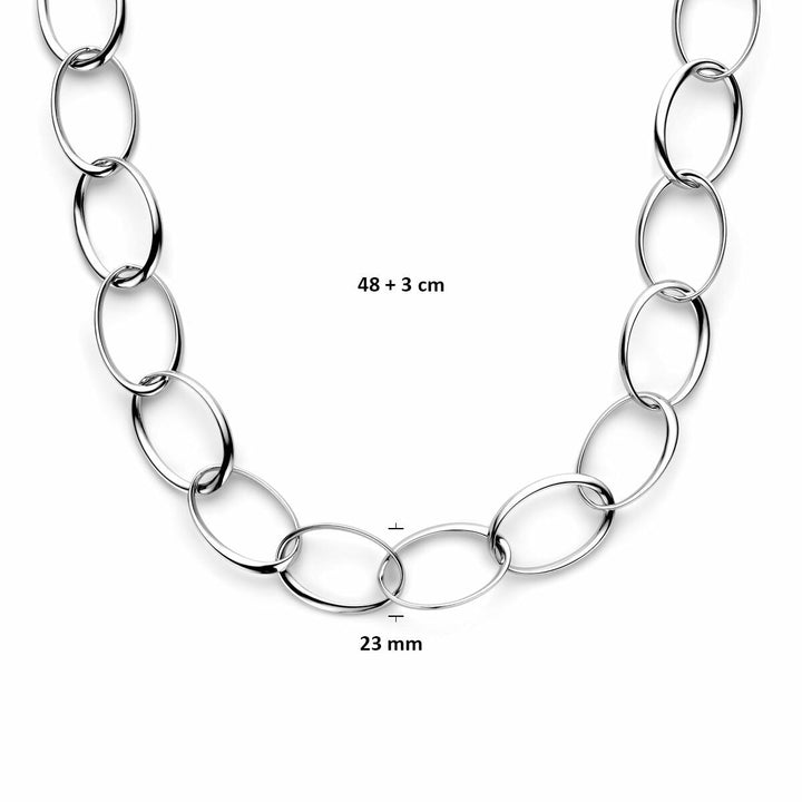 collier 23 mm 48 + 3 cm zilver gerhodineerd