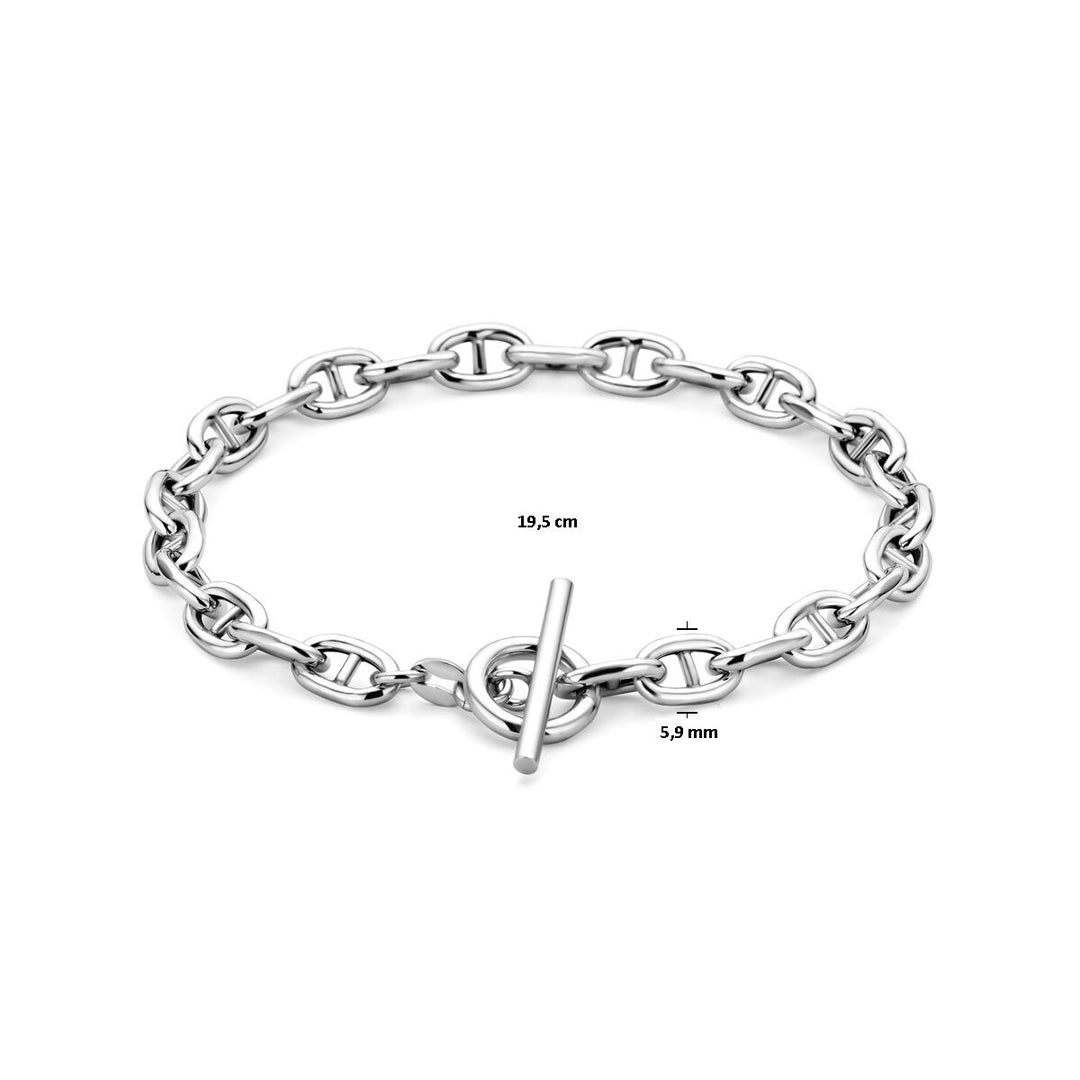 Zilveren dames armband – gerhodineerd anker collier met kapittelslot