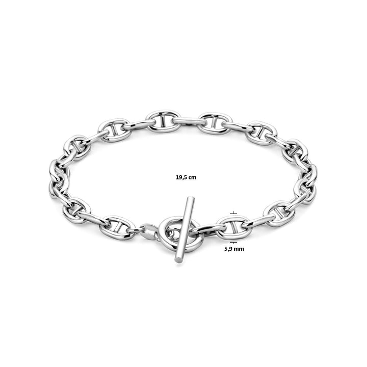 Zilveren dames armband – gerhodineerd anker collier met kapittelslot