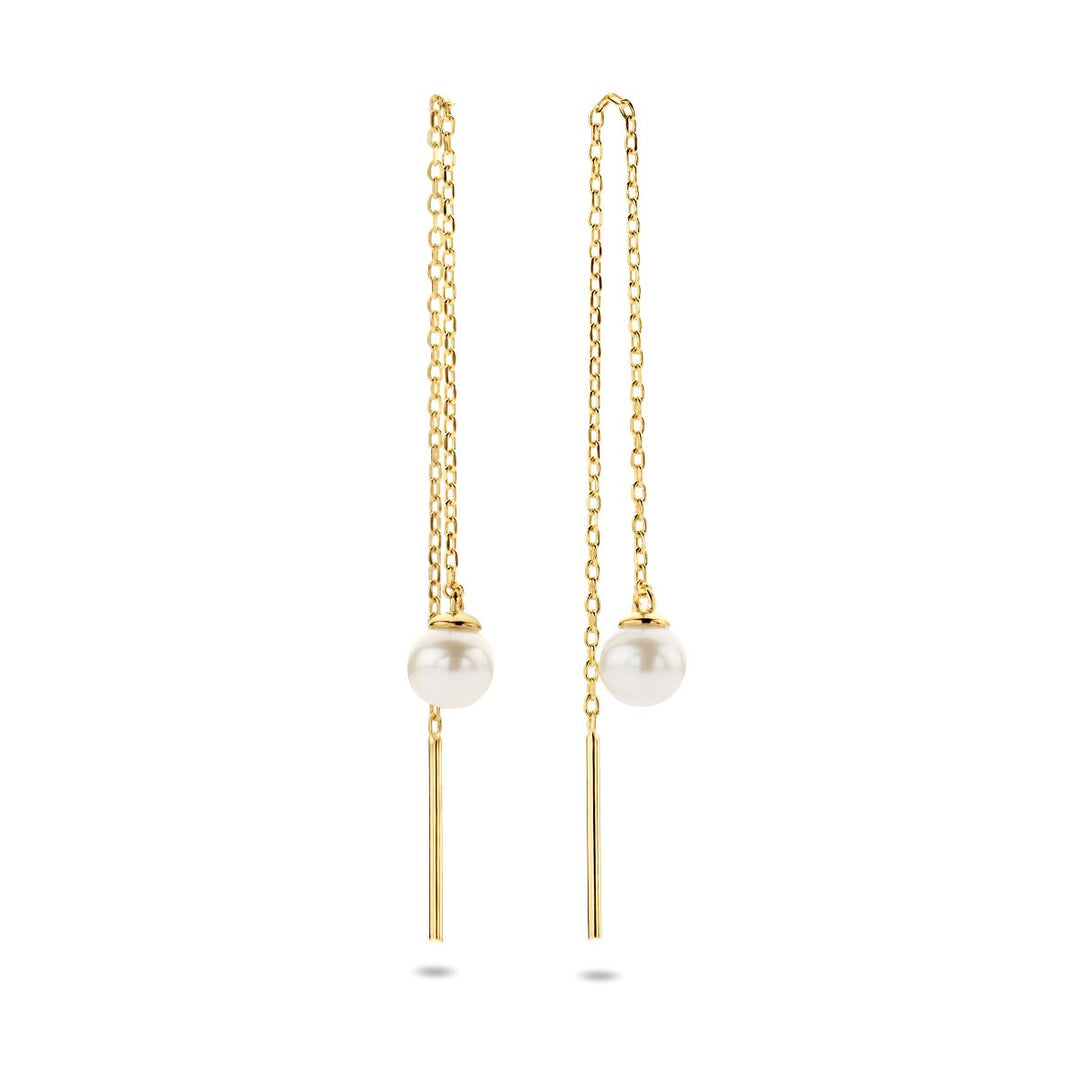 pull-through earrings pearl 14K yellow gold