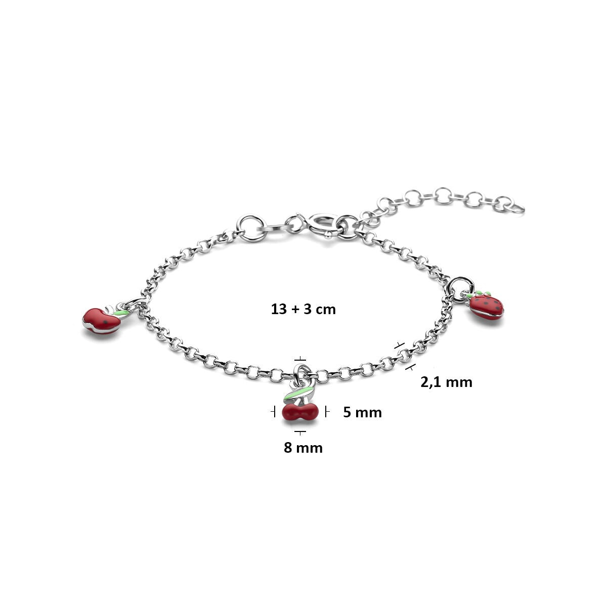 Zilveren kinderarmband met fruit – gerhodineerd 925 zilver