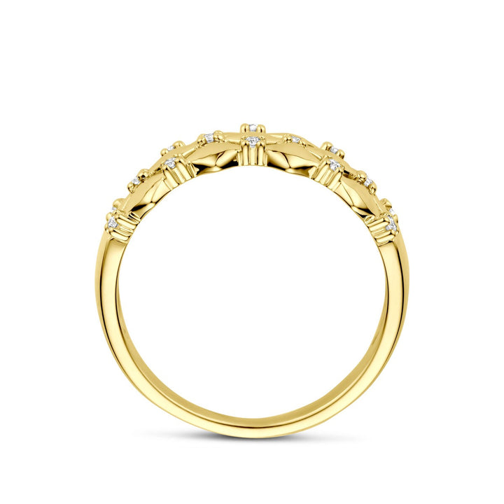 Bicolor ring – 14k geel- en witgoud met diamant, 7 mm breed