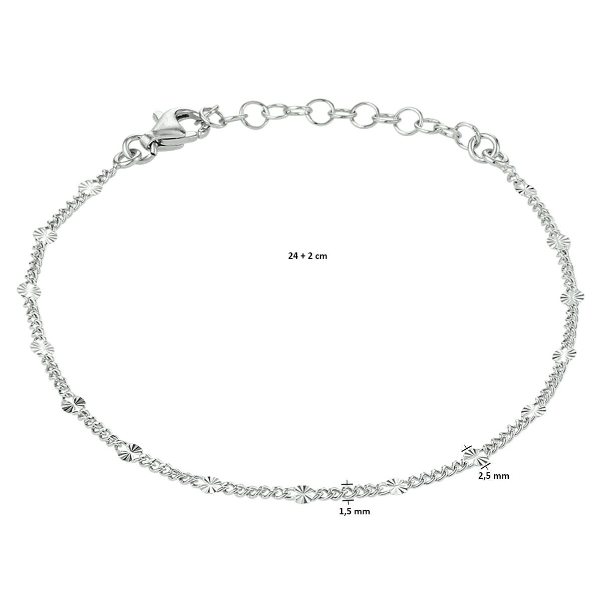 anklet 2.5 mm 24 + 2 cm silver rhodium plated