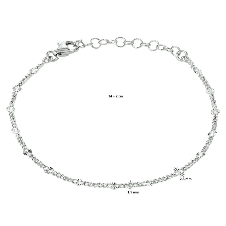 Zilveren enkelbandje gourmet schakel – gerhodineerd