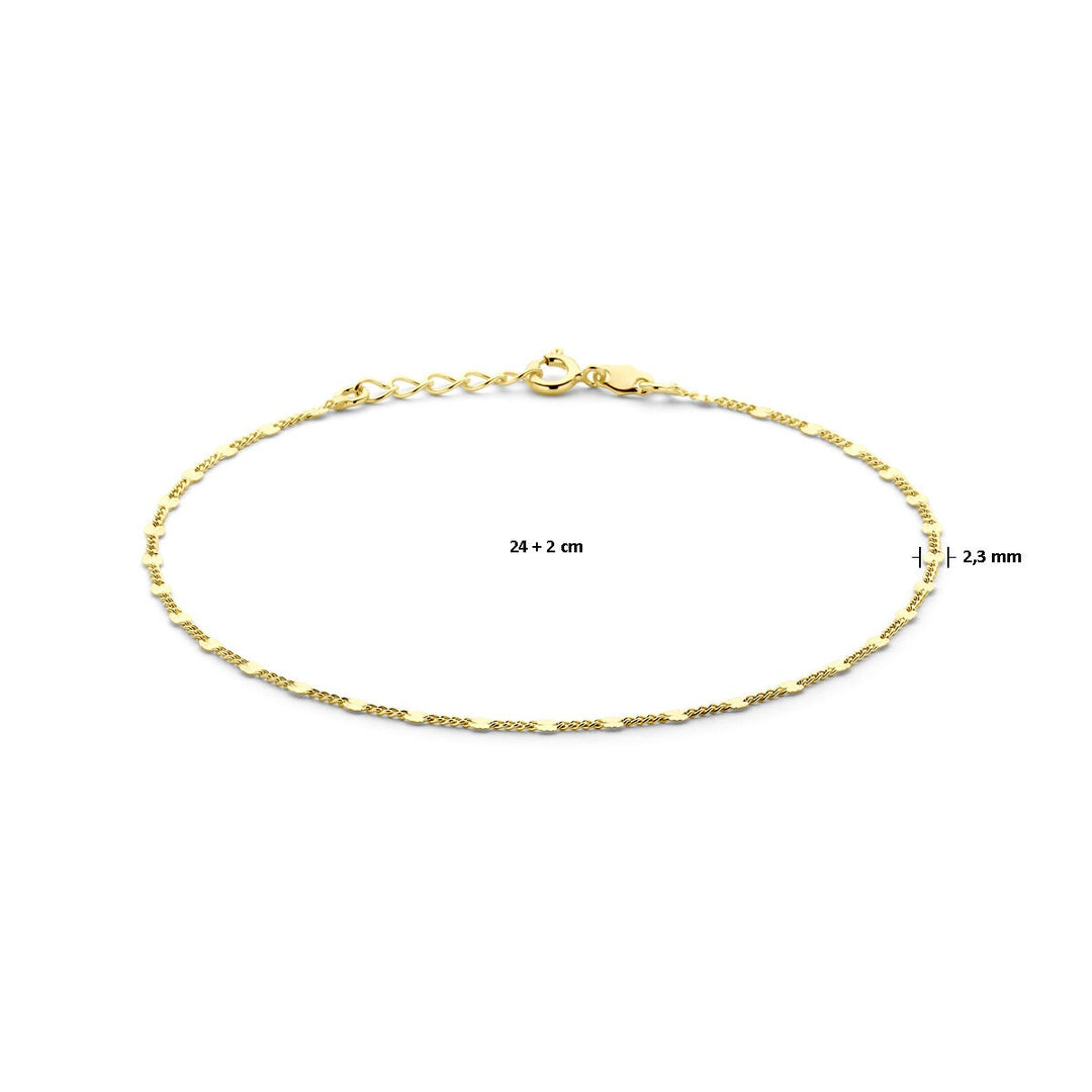 Gouden enkelbandje op zilver met fijne schakels