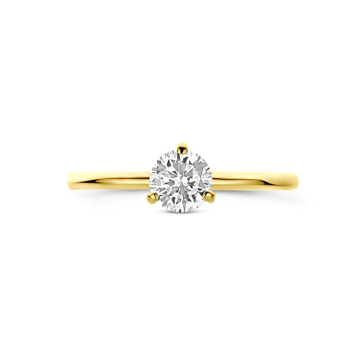 14k geelgouden damesring met solitaire zirkonia – briljant geslepen