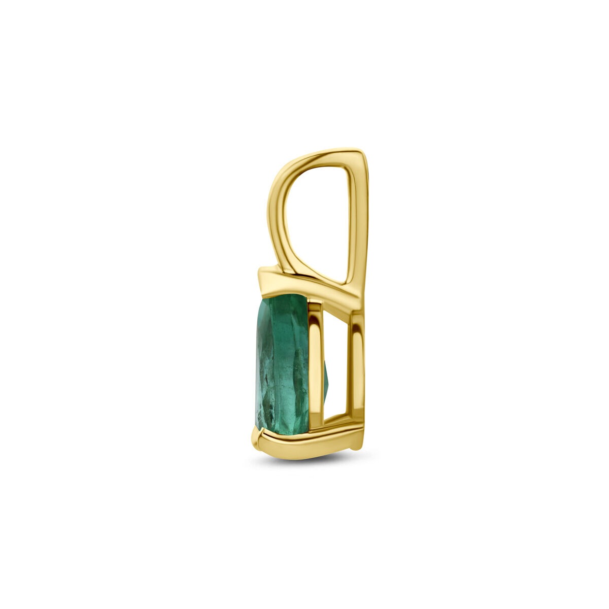 14k geelgouden hanger met smaragd