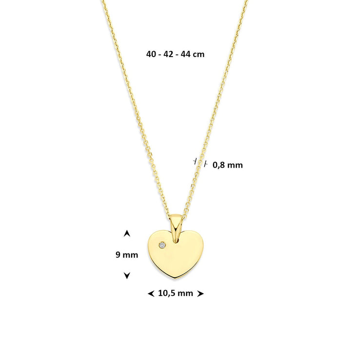 14k Geelgouden ketting met hartje en lab grown diamant