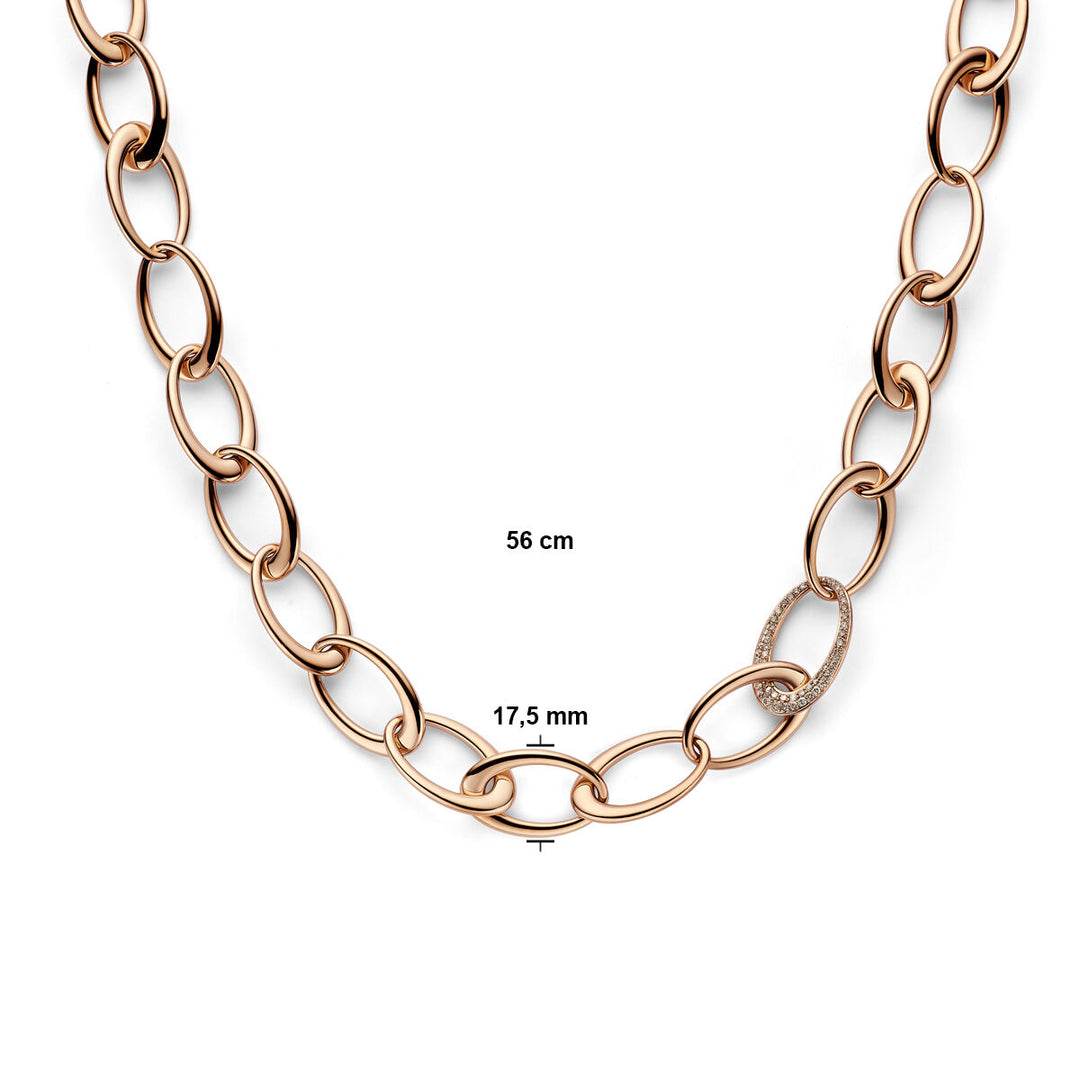 18k rosegouden collier met champagnekleurige diamanten