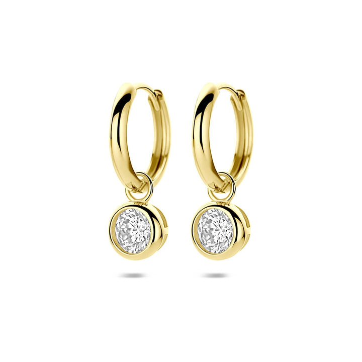 Gouden oorringen met zirkonia – 9k geelgoudkleurig