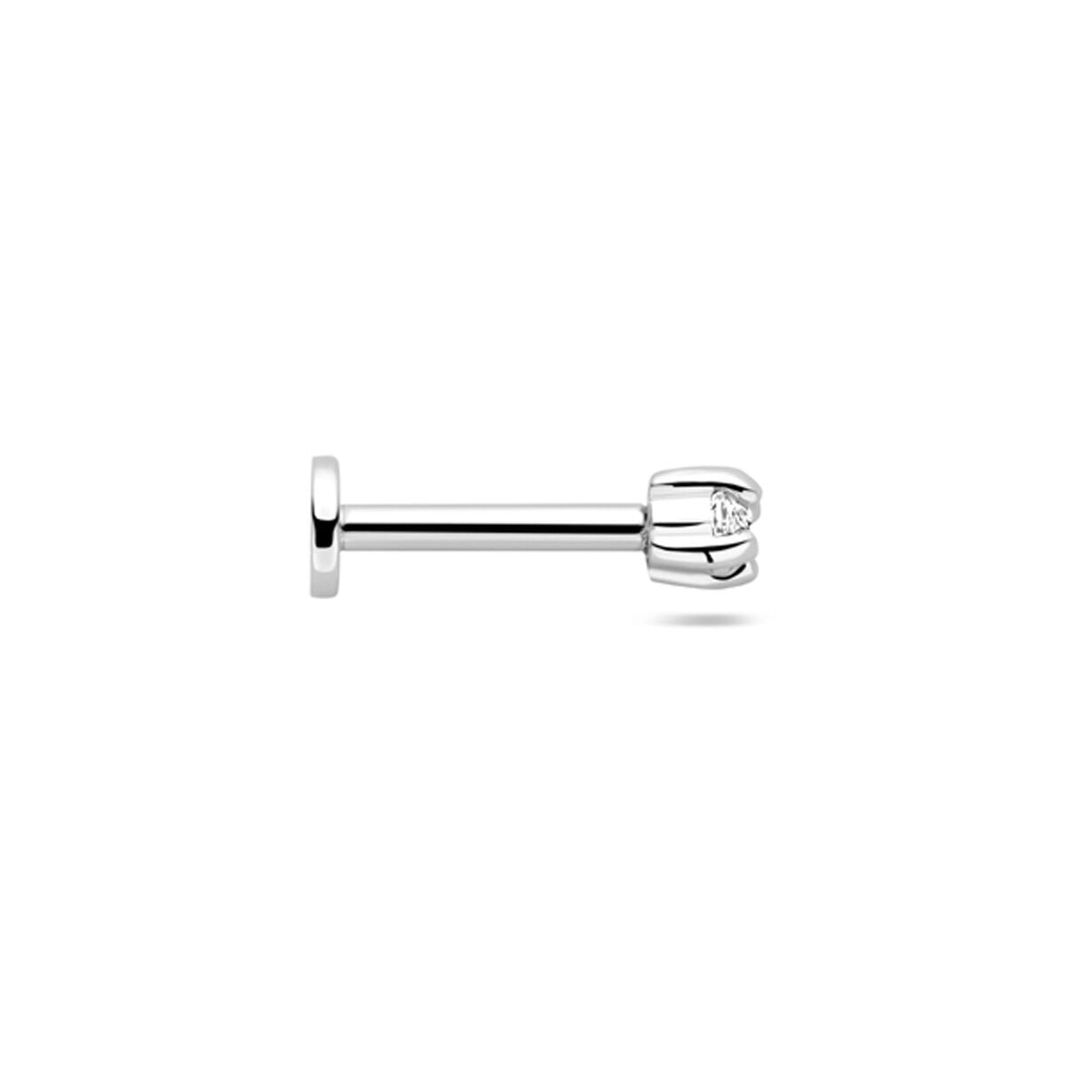 Zilveren Flat Back Piercing met Zirkonia – Gerhodineerd 925 Zilver