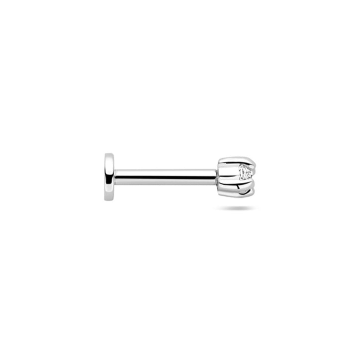 Zilveren Flat Back Piercing met Zirkonia – Gerhodineerd 925 Zilver