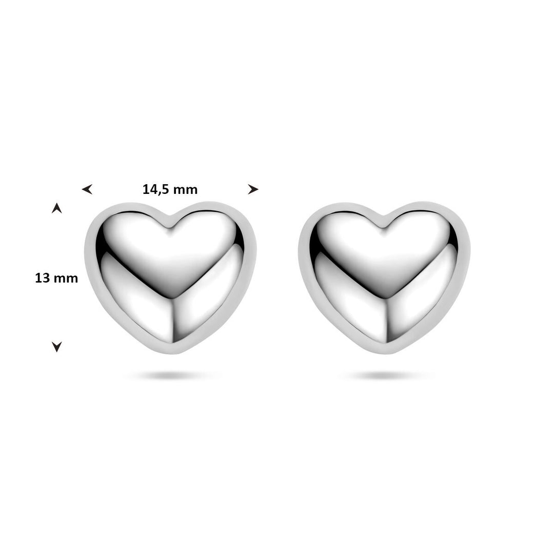 Zilveren oorknopjes hartje gerhodineerd 13 mm