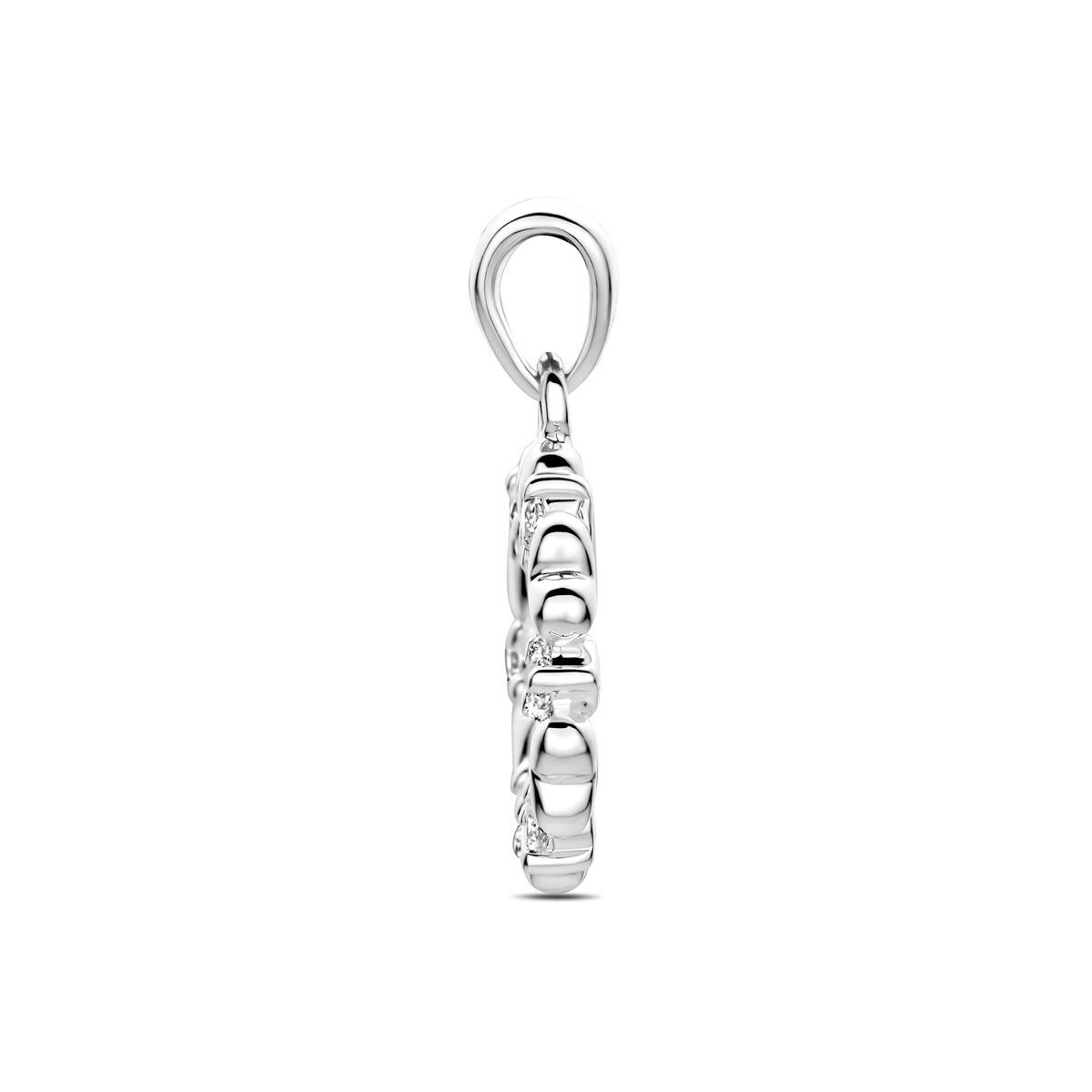 Gerhodineerd zilveren hanger met hartjes en zirkonia