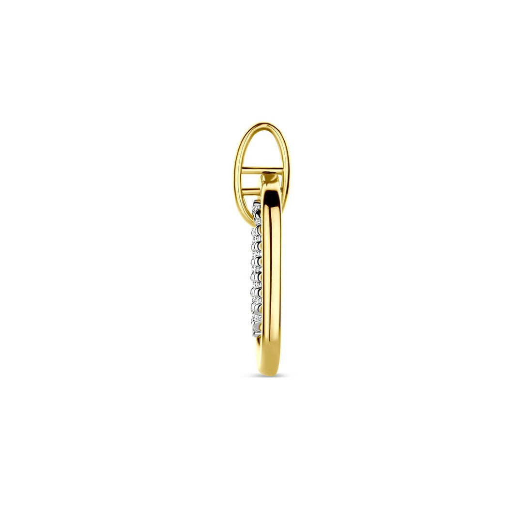 14k Bicolor hanger met diamant – geel- en witgoud, 0.08 ct