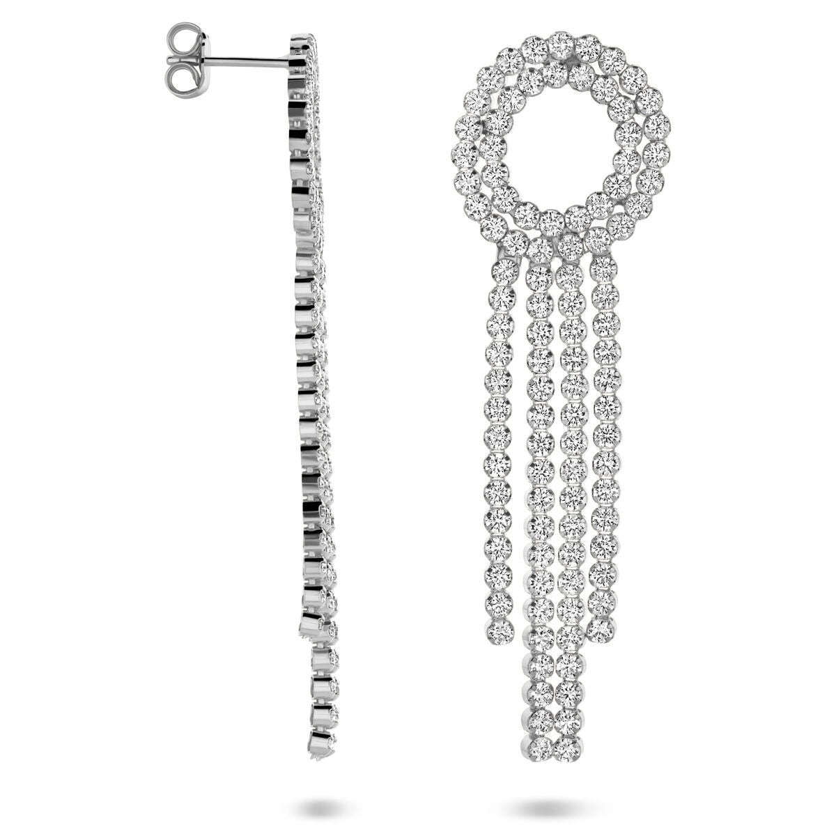 Gerhodineerd zilveren oorhangers met zirkonia – 62 mm